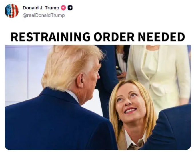 Trump ponovno izaziva (ili se boji) Meloni – Na zajedničkoj fotografiji napisao ‘Potrebna zabrana prilaska’